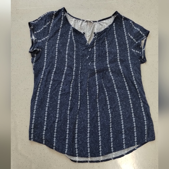 Sonoma Women M V Neck Pleaded Linen Blend Top Blouses for Office Work Business  - Picture 4 of 12